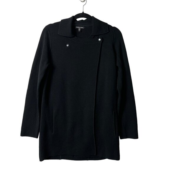 Eileen fisher‎ long black merino wool sweater with pockets women’s size medium - Picture 1 of 8
